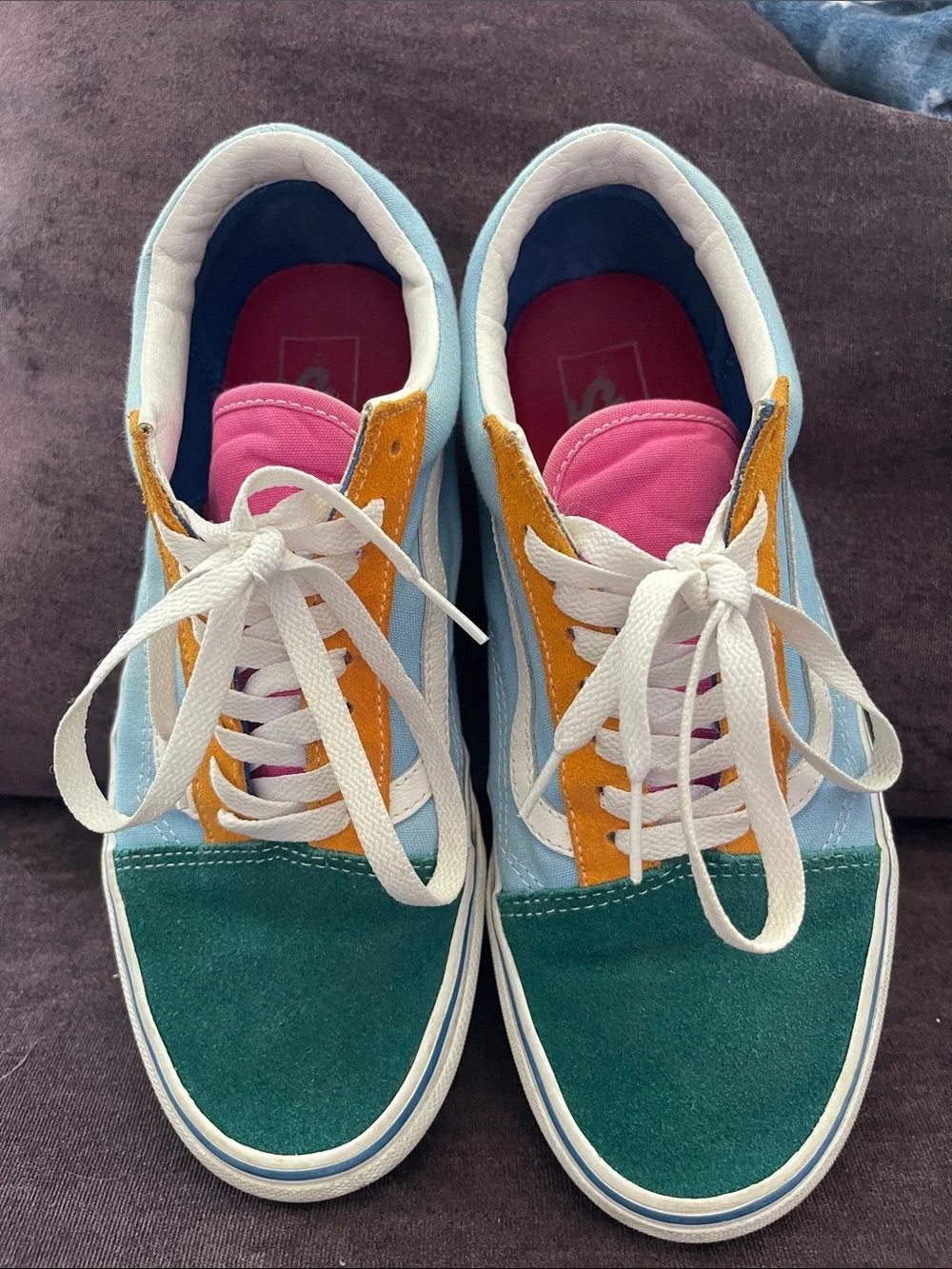 Vans Multicolor Low-Top Sneakers — Teal, Light Blue & Pink